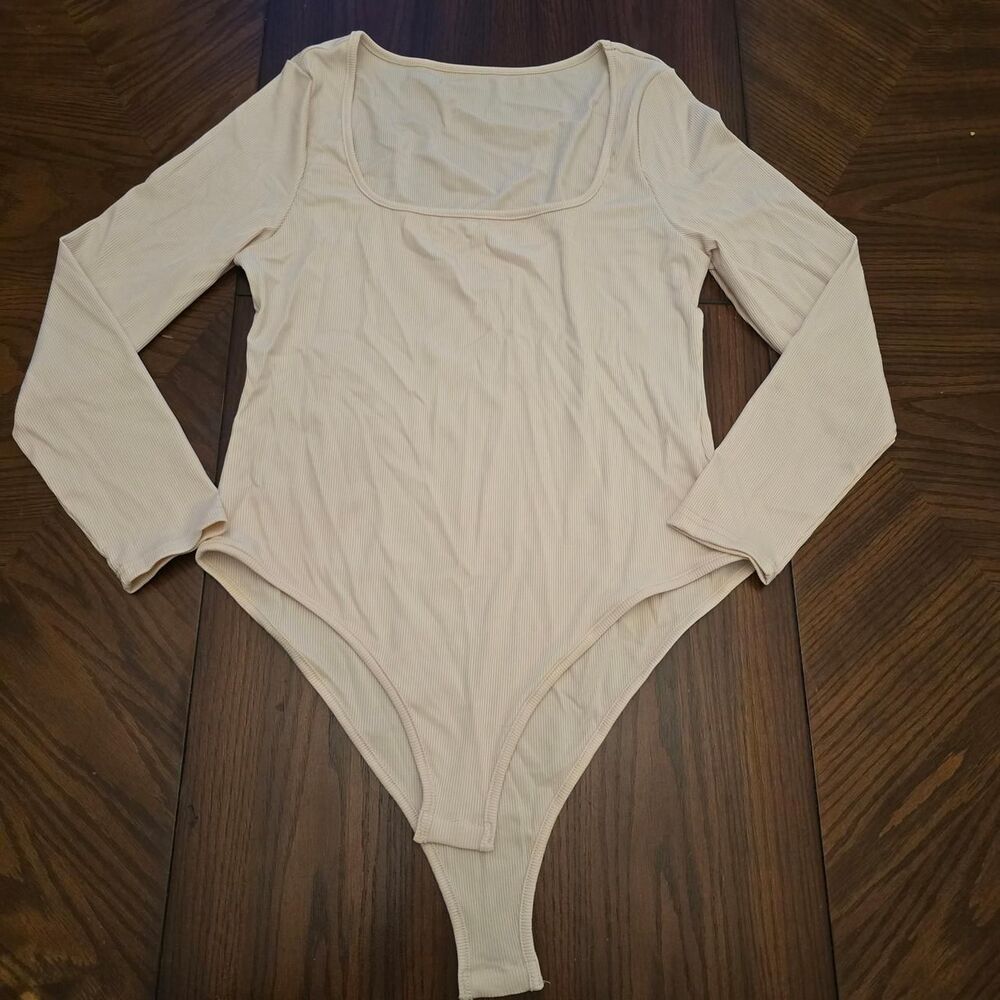 Shein Women's Cream and White Bodysuit